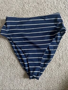 Carve Designs Navy and White Nautical Lani Foldover swim Bikini Bottom